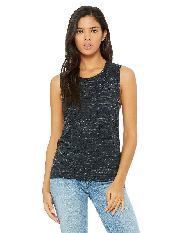 Bella+Canvas Ladies Flowy Scoop Muscle Tank | Black Marble