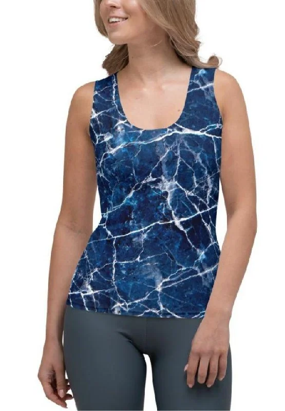 Navy Blue Marble Tank Top