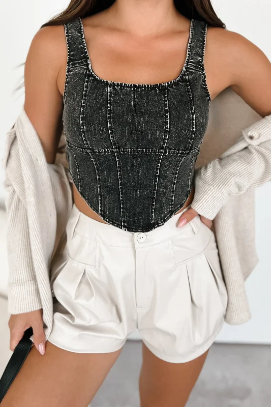 That's Just Karma Denim Corset Top (Black)