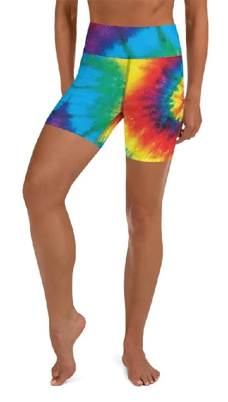 Colorful Supernova Tie Dye Yoga Shorts