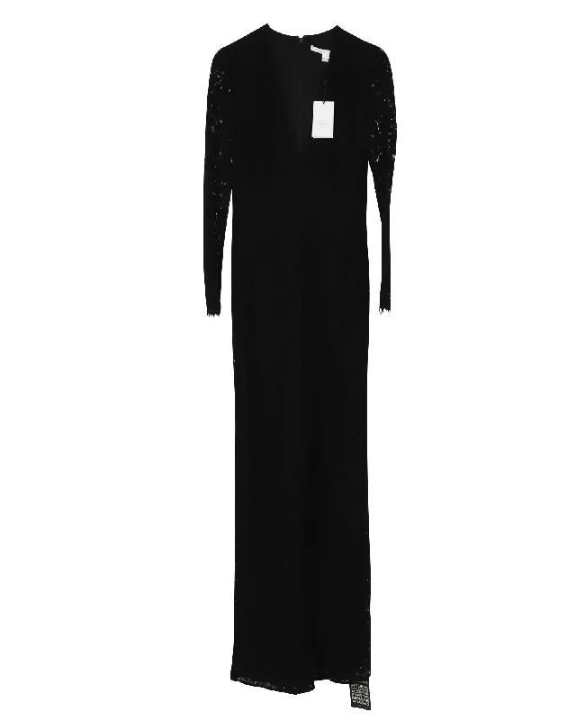 Diane Von Furstenberg Kyara Tux Lace Jumpsuit in Black Cotton