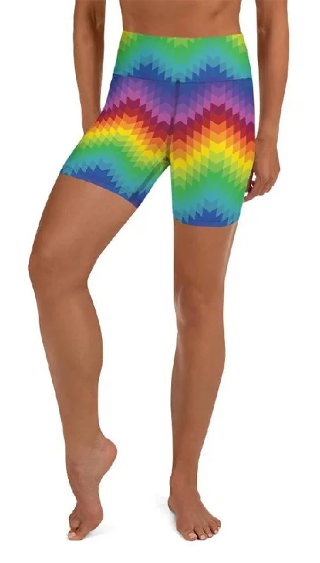 Rainbow Pattern Yoga Shorts