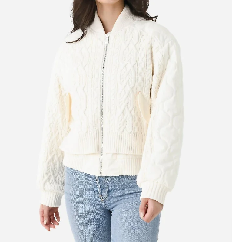 Rollins Combo Bomber Jacket In Eggshell