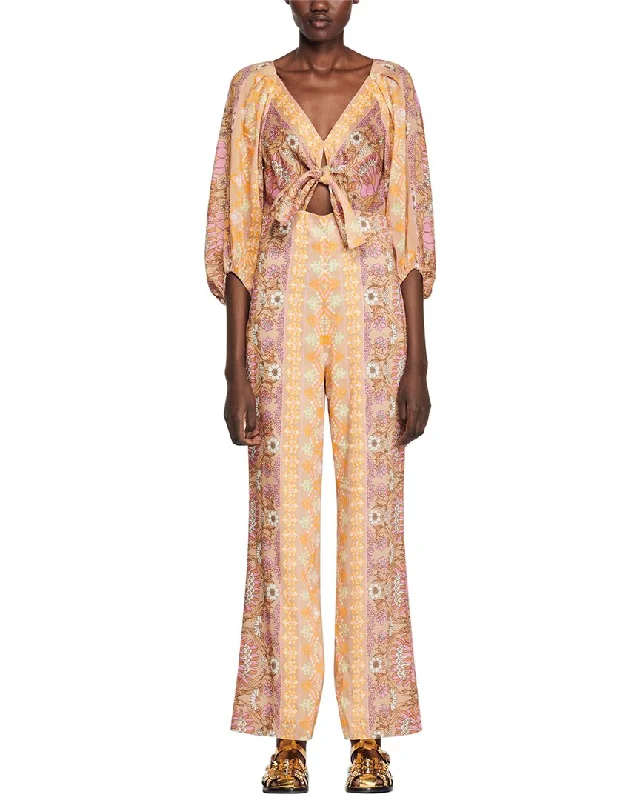 Sandro Dieppe Linen-Blend Jumpsuit