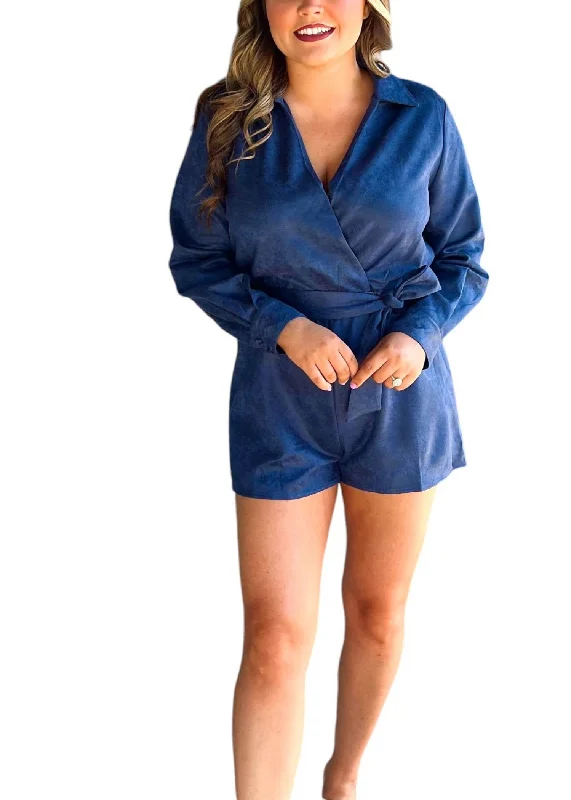 Suede Romper In Blue