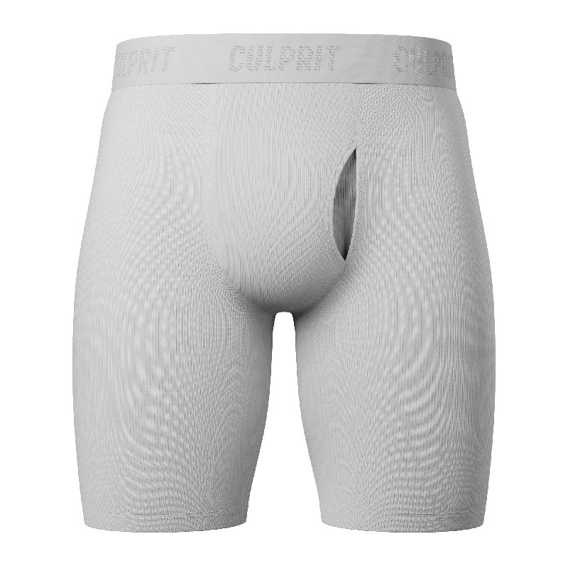 White Hot Ribbed Long-Cut Boxer Briefs w/ fly