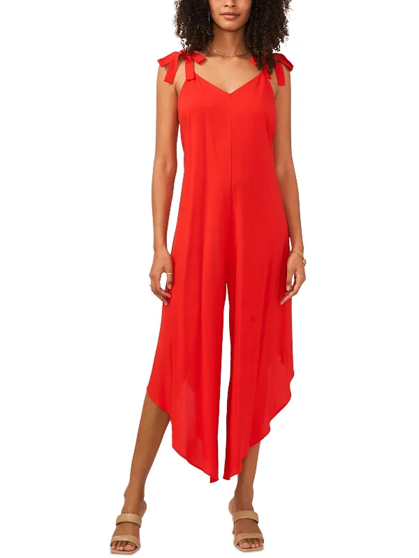 Womens Solid Asymmetric Jumpsuit