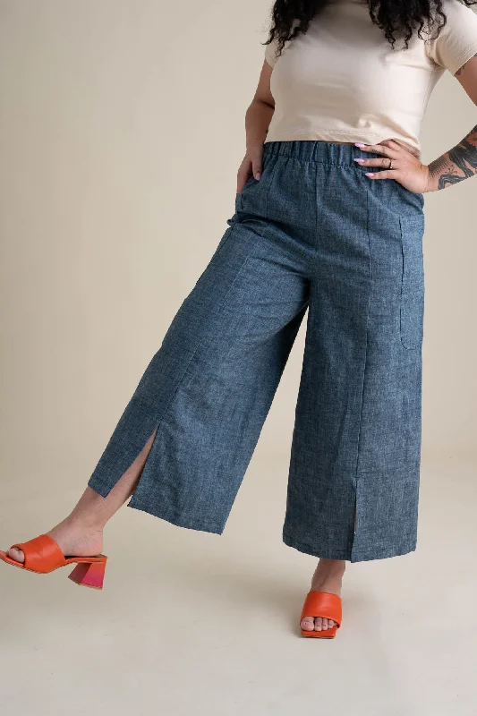 Zero Waste Pants in Indigo Chambray