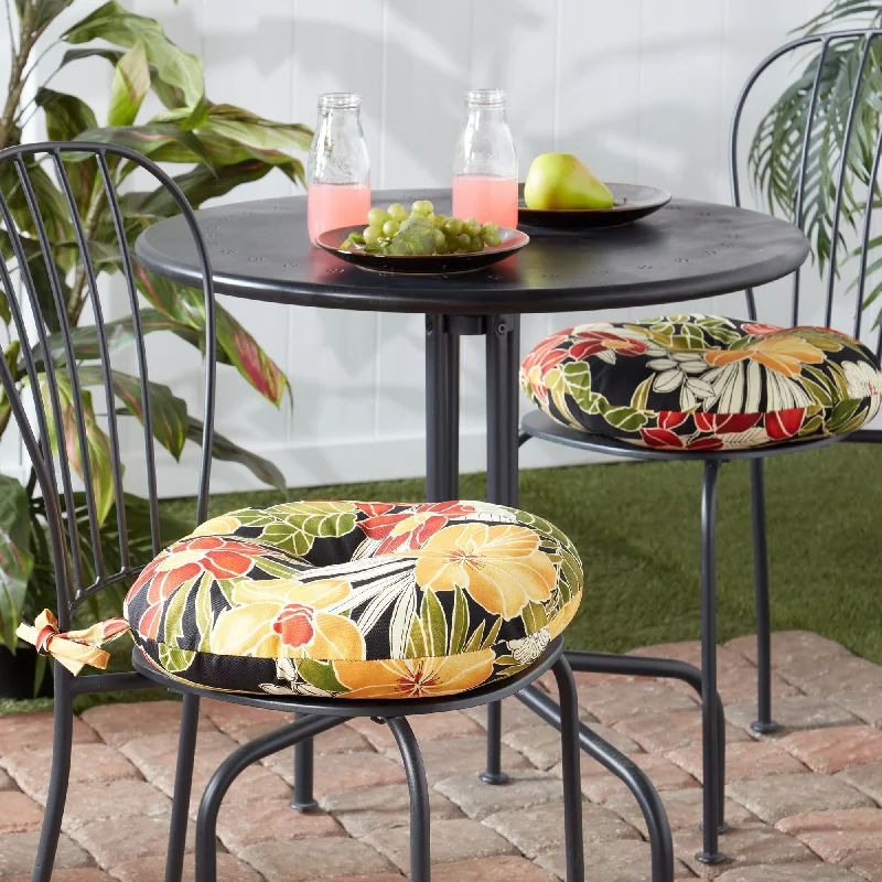 15-inch Round Outdoor Aloha Floral Bistro Chair Cushions (Set of 2)