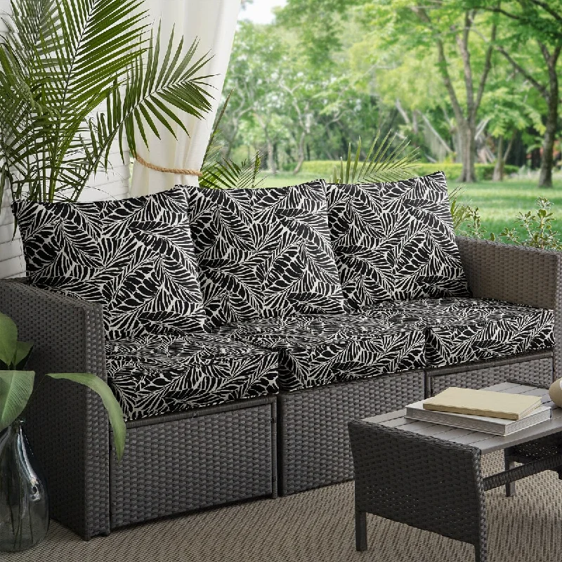 Black Leaves Deep Seating Corded Sofa Pillow and Cushion Set by Havenside Home