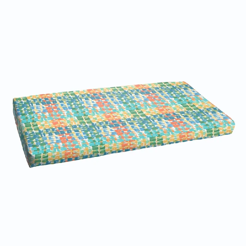 Blue Green Squares Indoor/ Outdoor Bristol Bench Cushion