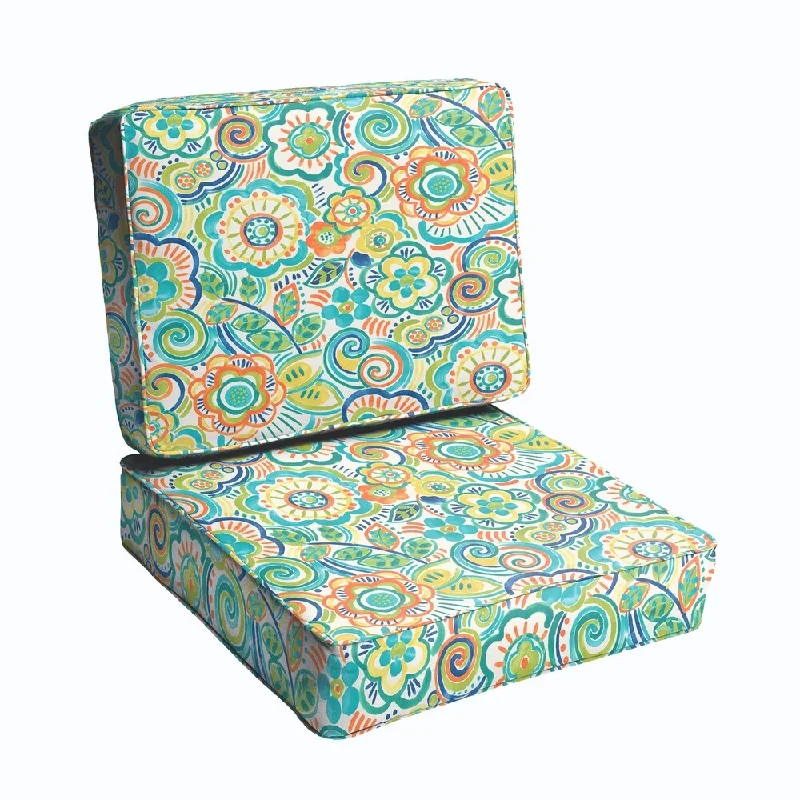 Blue Rio Floral 23.5-inch Indoor/ Outdoor Corded Chair Cushion Set