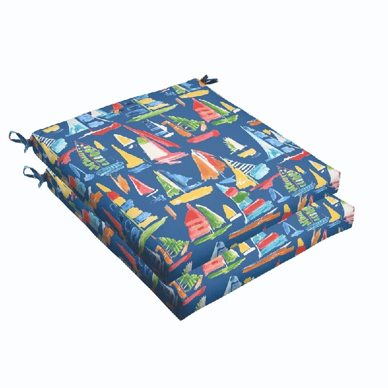 Blue Sailboats 20 x 2.5-inch Chair Cushion - Bristol (Set of 2)