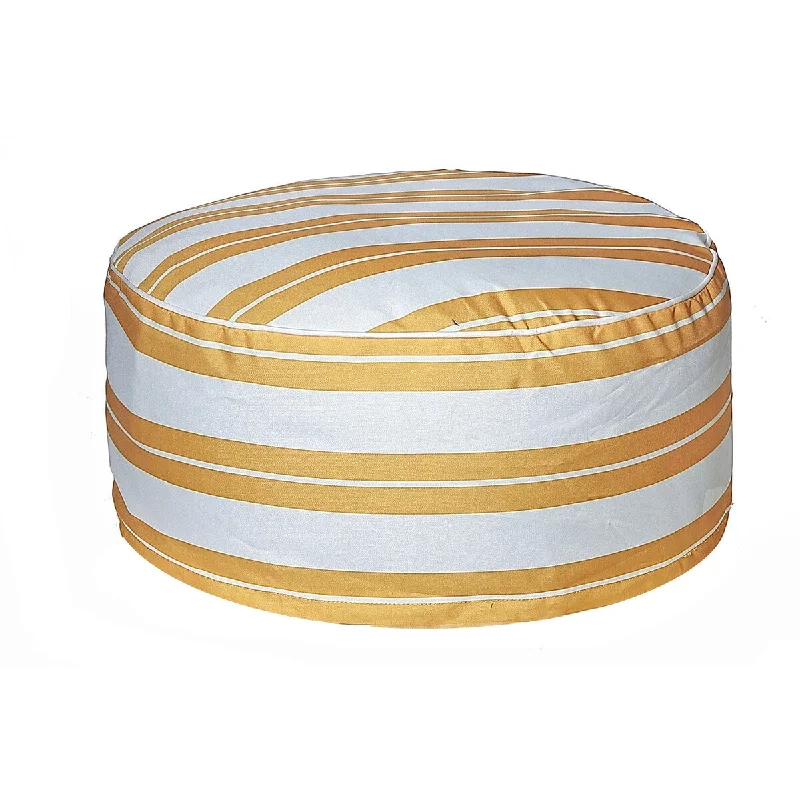 Boston Outdoor Cabana Stripe Inflatable Pouf Yellow 22 X 22