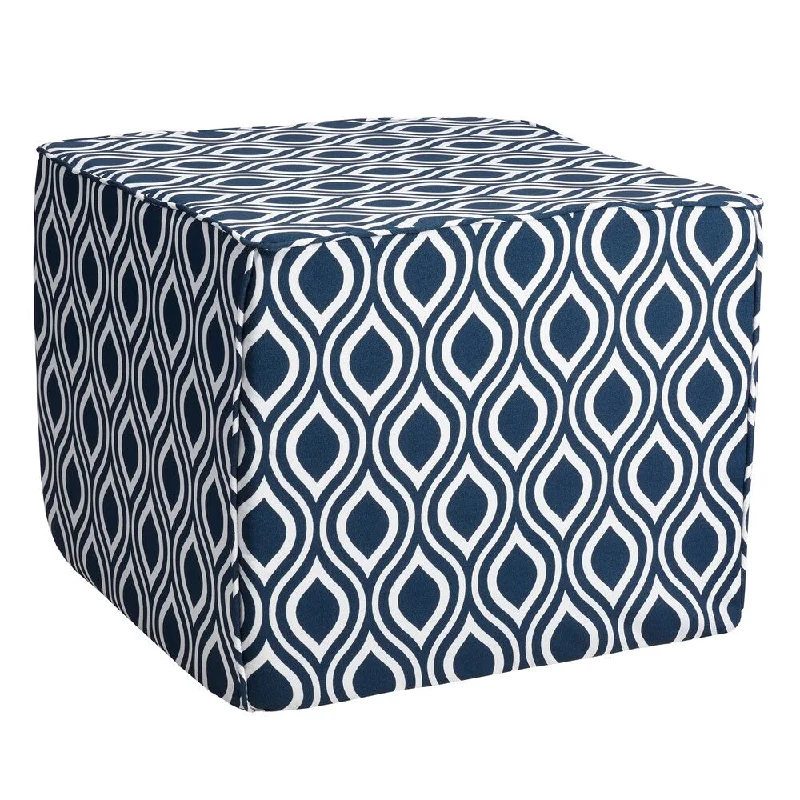 Brooklyn Wavy Navy 22-inch Square Indoor/ Outdoor Ottoman