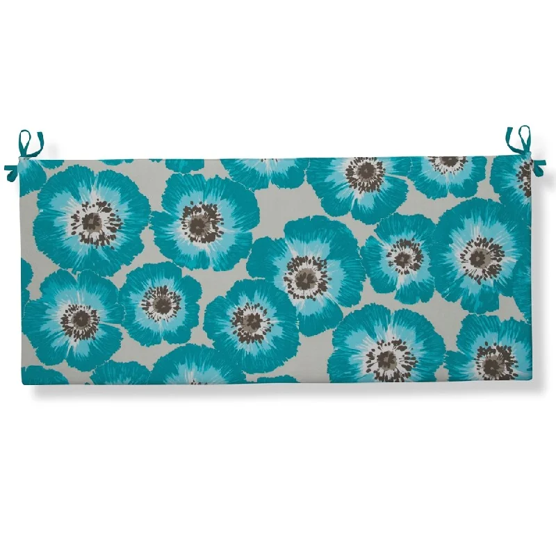 Glasgow Blue Floral Flat Bench/Swing Cushion with Ties by Havenside Home