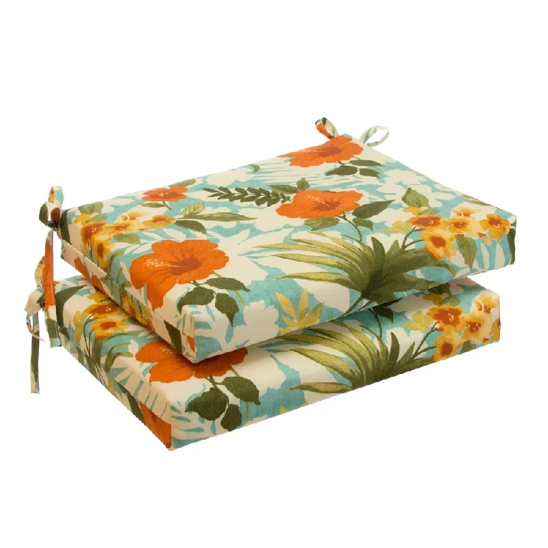 Glasgow Tropical Flowers Oversized Seat Square Cushion (Set of 2) by Havenside Home - 20x20