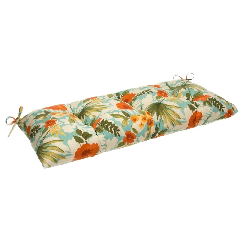 Glasgow Tropical Flowers Reversible Tufted Loveseat/Bench Cushion with Ties by Havenside Home