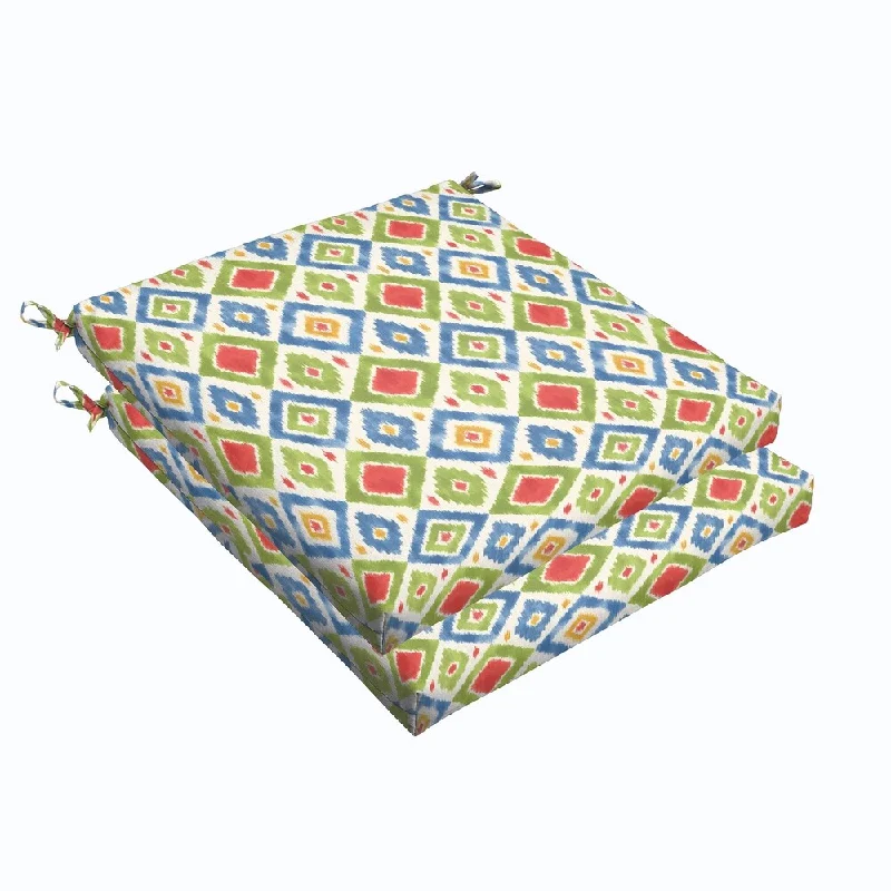 Green/ Red Diamonds 19 x 2.5-inch Chair Cushion - Bristol (Set of 2)