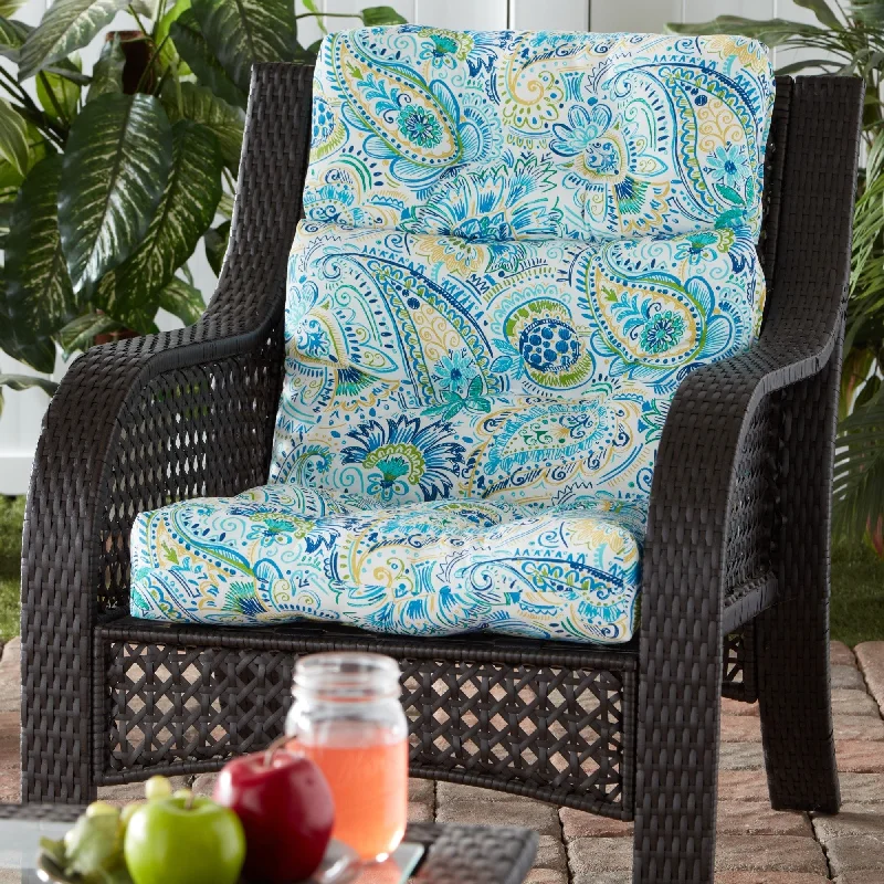 Greendale 44x22-inch Painted Paisley Outdoor High Back Chair Cushion (Cushion Only)