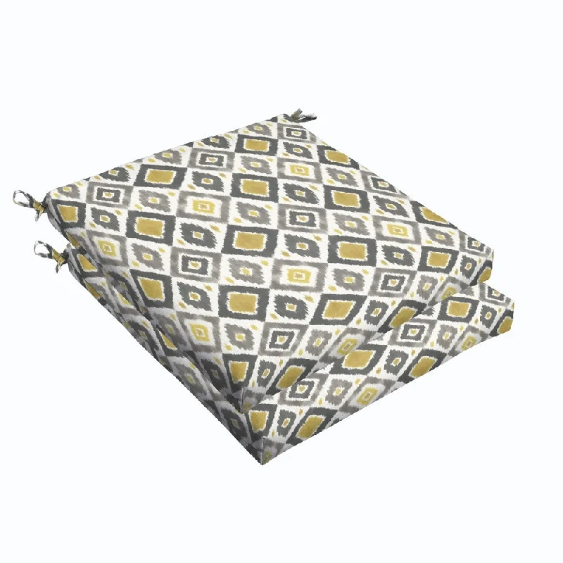 Grey/ Gold Diamonds 20 x 2.5-inch Chair Cushion - Bristol (Set of 2)