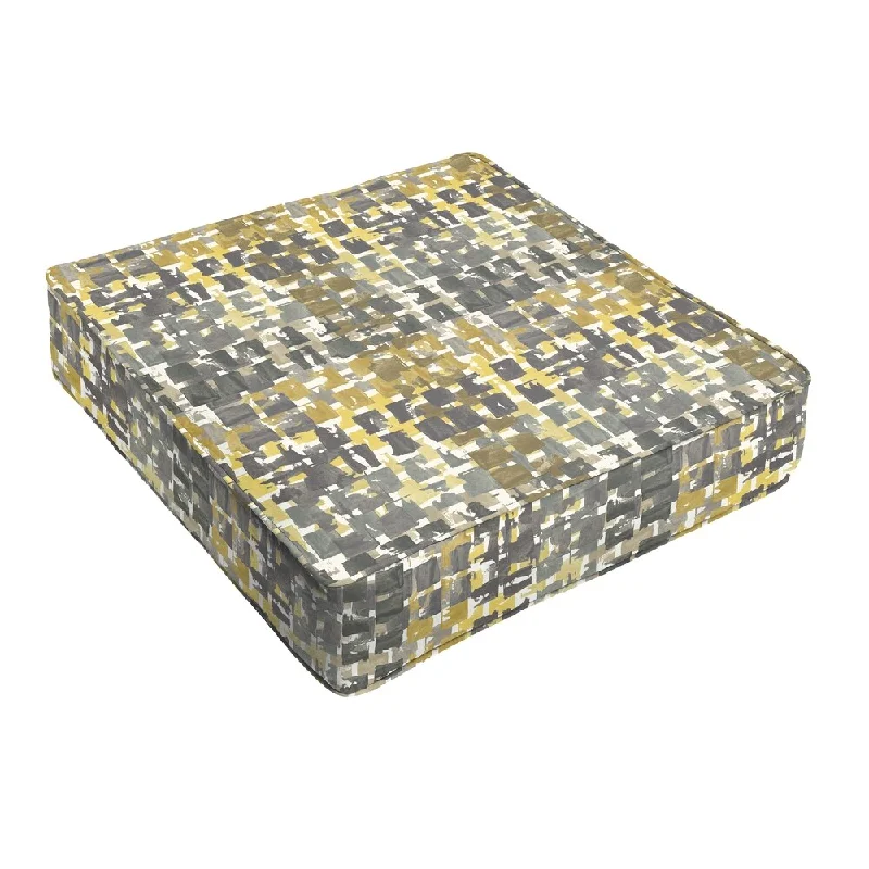 Grey Gold Squares Indoor/ Outdoor Square Cushion - Corded