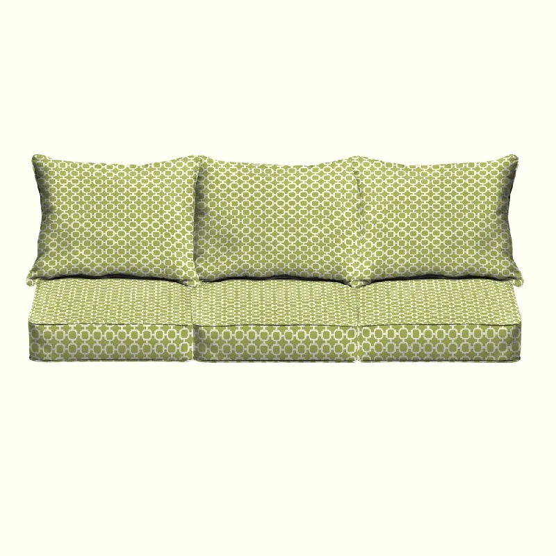 Hadley III Pear Green Chainlink Indoor/ Outdoor Corded Pillow and Cushion 6-pc Sofa Set