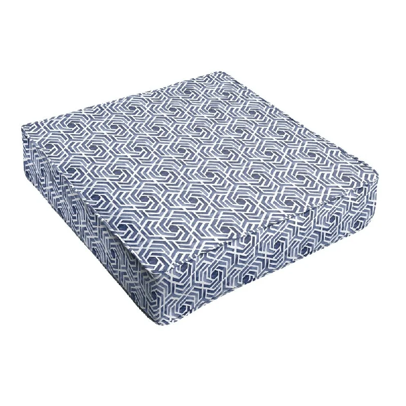 Humble + Haute Navy and White Geometric Corded Indoor/ Outdoor Cushion