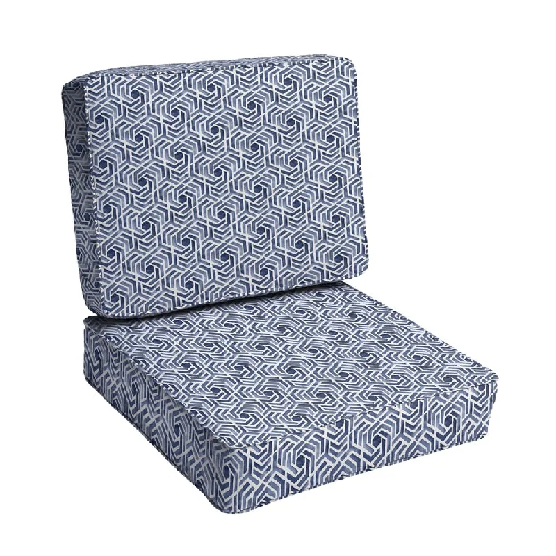 Humble + Haute Navy and White Geometric Corded Indoor/ Outdoor Pillow and Cushion Set