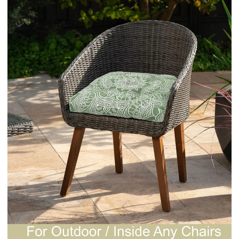 Indoor/Outdoor Chair Seat Cushion, Tufted, Weather, and Fade Resistant, 19" x 19"