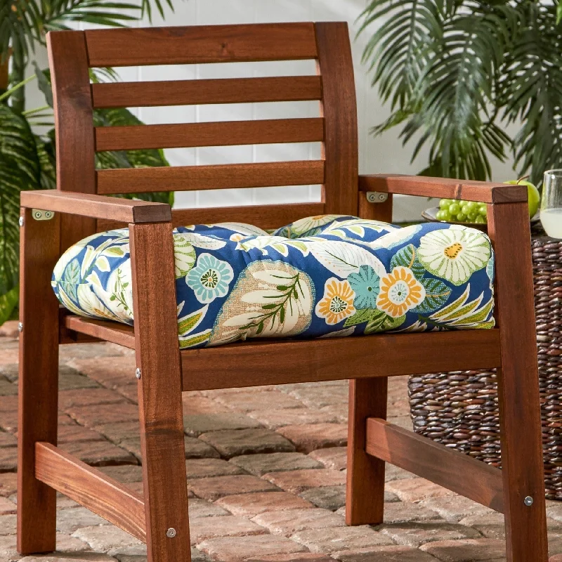 Marlow Blue Floral 20-inch Outdoor Chair Cushion by Greendale Home Fashions - 20w x 20l