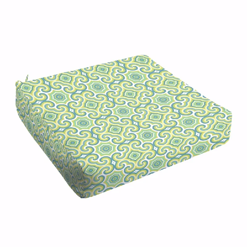 Oliver Lime Green/ Aqua Indoor/ Outdoor Round Front 22.5 Inch Square Cushion