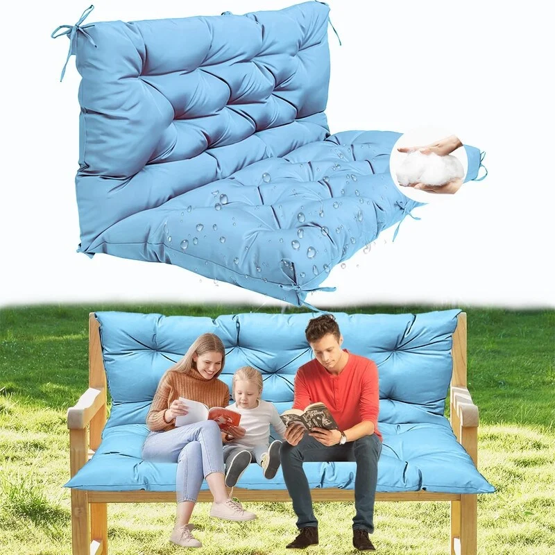 Outdoor Porch Swing Cushion Waterproof Bench Cushions with Backrest - 150x100cm/59x40in