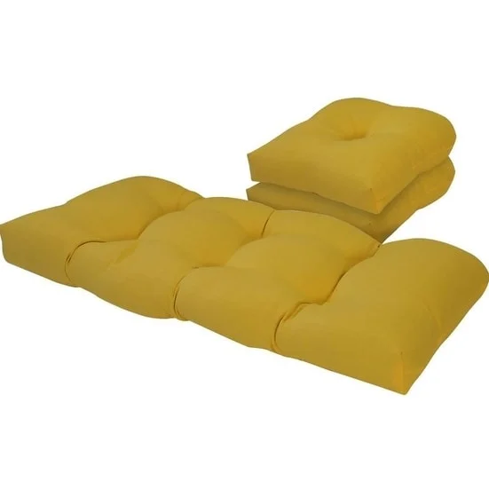 Outdoor Solid Yellow 3 Piece Cushion Set - 19"x44", 19"x19"