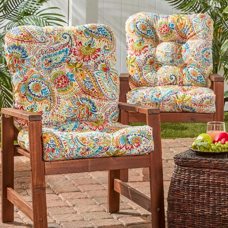 Painted Paisley 21 x 42-inch Outdoor Seat/Back Chair Cushion (Set of 2) (Cushions Only)