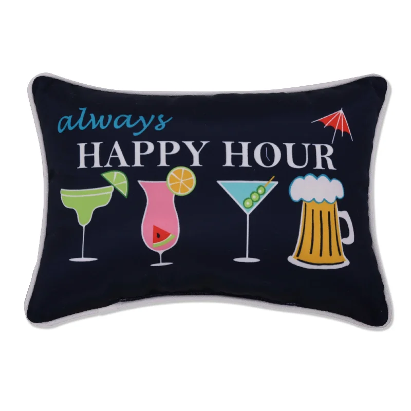 Pillow Perfect Outdoor Happy Hour Blue Rectangular Throw Pillow - 12 X 17 X 5 - 12 X 17 X 5