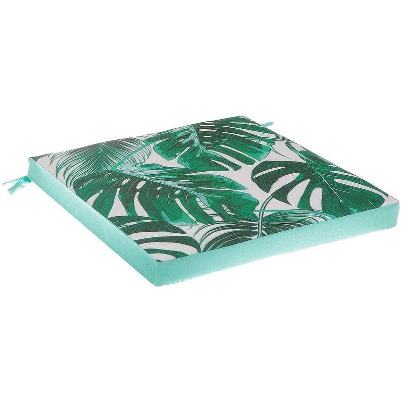 Polyester Photo Print Outdoor Chairpad (palm Leaves) - Set Of 2