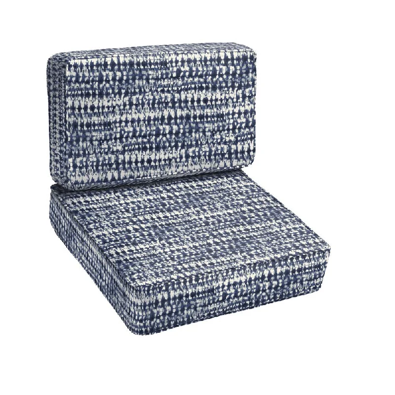 Porter Graphic Indigo and Navy Indoor/ Outdoor Corded Chair Cushion Set