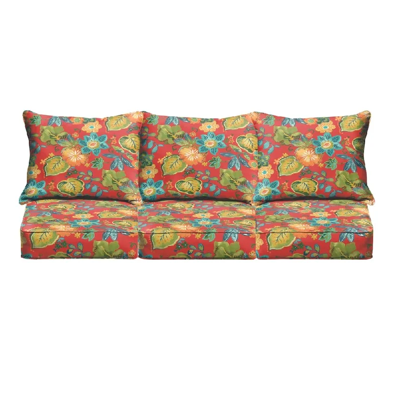 Red Tropical Indoor/ Outdoor Corded Sofa Cushion Set