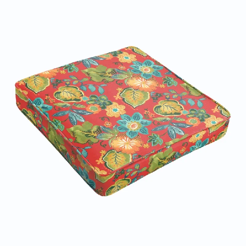 Red Tropical Square Cushion - Corded