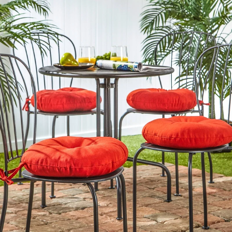 Salsa Red 15-inch Round Outdoor Bistro Chair Cushion (Set of 4)