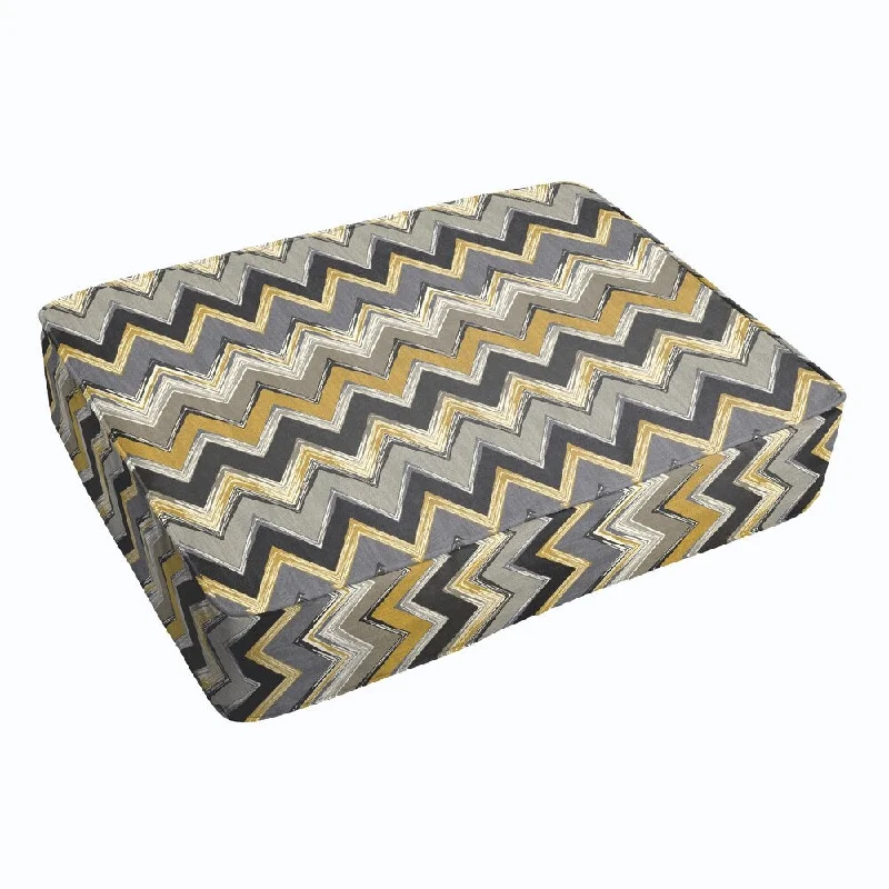 Selena Grey Gold Chevron 18 x 29-inch Indoor/ Outdoor Corded Edge Floor Cushion