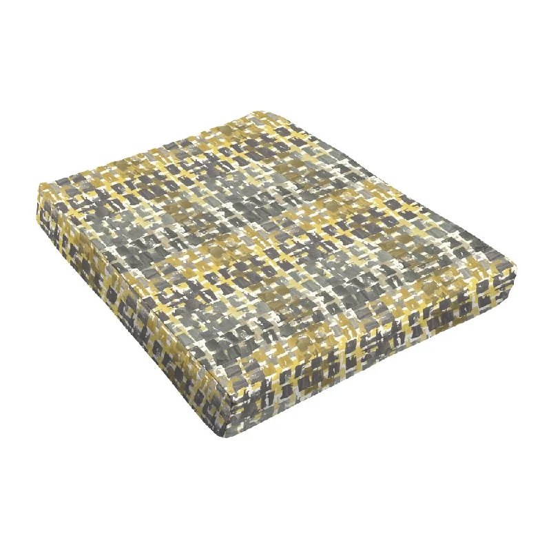 Sloane Grey Gold Squares Outdoor Tapered Chair Cushion