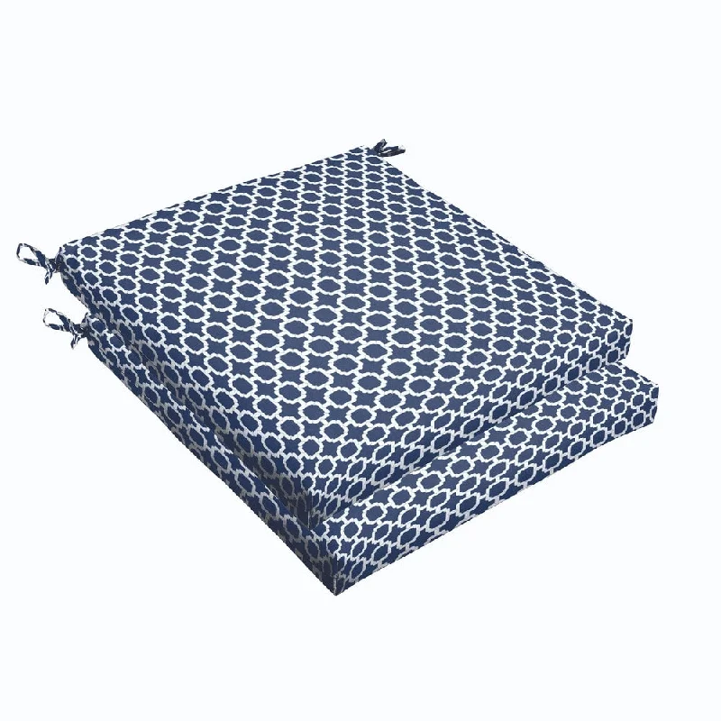 Sorra Home Navy Chainlink 19 x 2.5-inch Chair Cushion - Bristol (Set of 2)