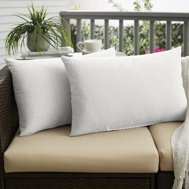 Sorra Home Outdura Rumor Snow Indoor/Outdoor Knife Edge Lumbar Pillows (Set of 2)