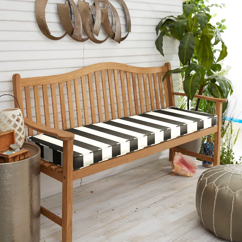 Sunbrella Black White Stripe Indoor/Outdoor Bench Cushion