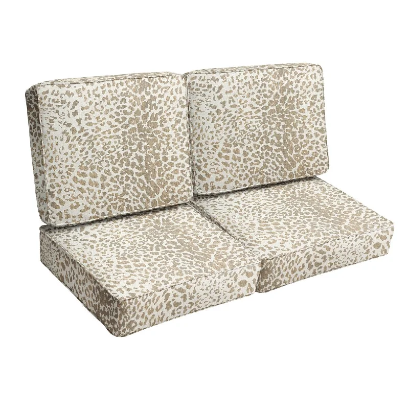 Sunbrella Tan Leopard Indoor/ Outdoor Deep Seating Loveseat Cushion Set