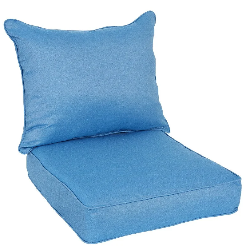 Trabert Sunbrella Regatta Blue Indoor/ Outdoor Corded Cushion and Pillow Chair Set