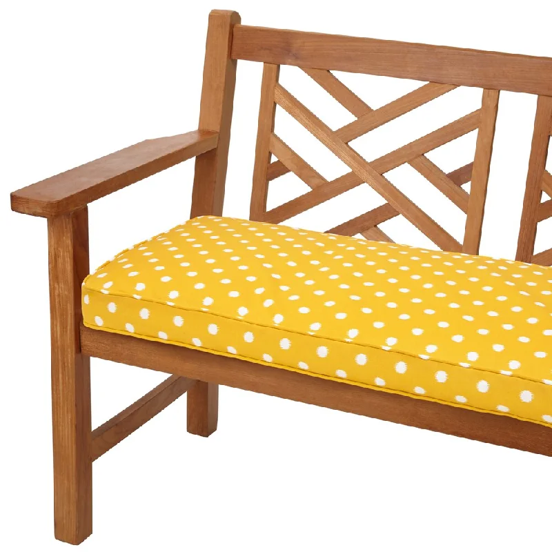 Yellow Dots 48-inch Indoor/ Outdoor Corded Bench Cushion